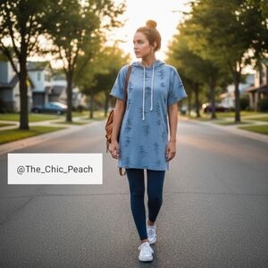 Casual Distressed Blue/Grey Mini Dress 💙